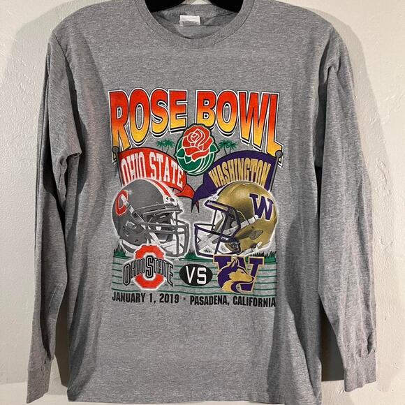 2019 Grey Buckeyes vs Huskies Rose Bowl Long Sleeve‎ T-shirt Medium - Picture 1 of 5